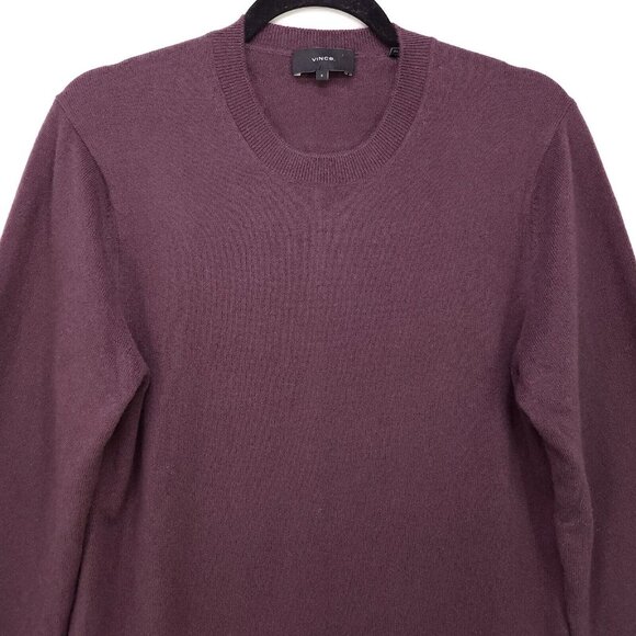 Vince Cashmere Men Sweater Crew Neck Size Small Wine Soft Stretch Office Wear - Picture 3 of 9